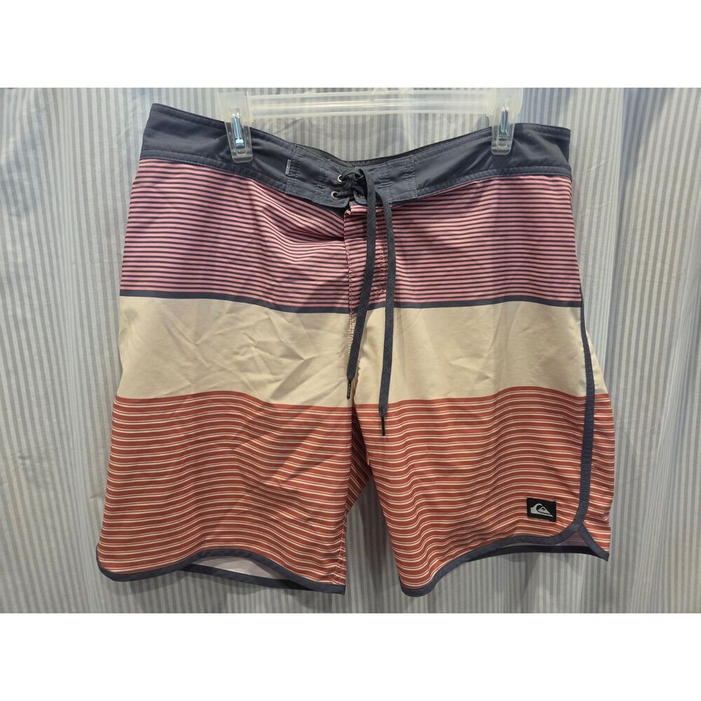 Quiksilver Surfsilk Tijuana Boardshorts Mens 19" Swim Trunks Striped Stretch 36